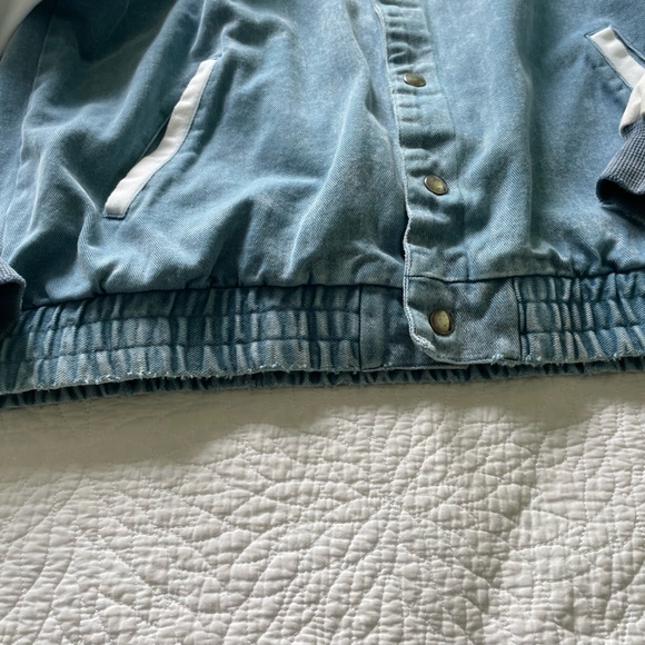 Vintage 1990s Varsity Bomber Style Denim Jacket Mens Medium Womens up to XL - Picture 5 of 13
